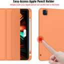 ZryXal New iPad Pro 12.9 Inch Case 2022/2021/2020(6th/5th/4th Gen) with Pencil Holder,Smart iPad Case [Support Touch ID and Auto Wake/Sleep] with Auto 2nd Gen Pencil Charging (Orange)