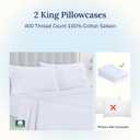 California Design Den King Size Pillowcase Set - 400 Thread Count, 100% Cotton Sateen, Set of 2 Pillow Covers, Soft and Breathable - Bright White