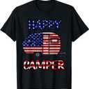 Camper Merica American Happy Pride Flag 4th of July Camping T-Shirt (Small)