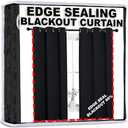 Homie Edge Seal Blackout Curtains Solid Thermal Insulated Grommet Black Curtains/Drapes for Bedroom Window (2 Panels, 42 inches Wide by 63 inches Long, Black) Pack of 3