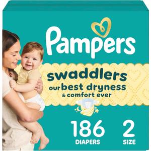 Pampers Baby Diapers - Swaddlers - Size 2, 186 Count, Ultra Absorbent Disposable Infant Diaper