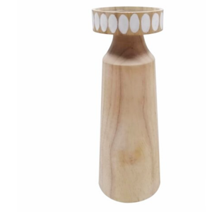 HD Designs Wood Large Candle Holder 8"
