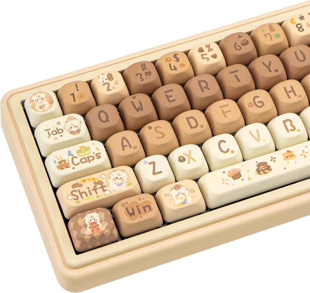 PBT Keycaps 130 Keys Kawaii Key Cap Dye-Sublimation Cute Keycaps MOA Profile Custom Keyboard Keycap Set for 60% 65% 75% 100% Cherry Gateron MX Switches Mechanical Keyboards
