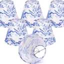 Chandelier Shades Set of 6, Small Chinoiserie Clip on Lamp Shade French Countryside Light Cover 3 X 6 X 5" Blue Lampshades