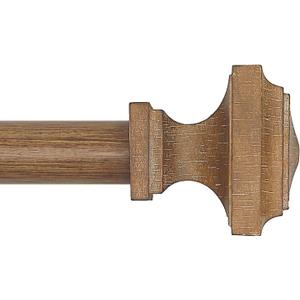 Wooden Curtain Rods for Windows 32-45inches Curtain Rod Diameter 1 Inch, Wood Decorative Treatment Single Window Rods - Square Imitation Wood Grain Finial 1 Pack