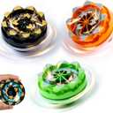 3-Pack Sparking Battle Spinning Tops, Bey-Style Light Up Gyro with Sparkler Effect, Sensory Fidget & Anxiety Relief Toys, Classroom Prizes, Stocking Stuffers, Party Favors Gifts for Boys Girls Ages 6+ (3pack black+orange+green)