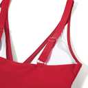 SUUKSESS Women Sexy Mesh Tummy Control Swimsuit Push Up High Waisted Bathing Suit (Red, L)
