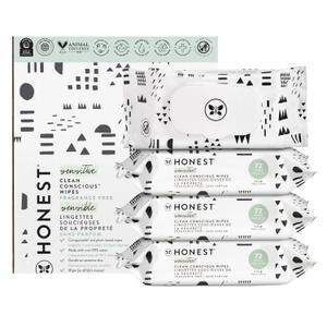 The Honest Company Clean Conscious Multi-Use Wipes | Hypoallergenic + Unscented for Sensitive Skin | Over 99% Water, Compostable, Plant Based, Baby Wipes | Pattern Play, 288 Count (72 Count (Pack of 4))