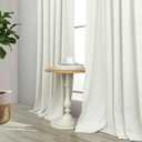 Living Room Curtains 84 Inches Long Faux Linen Darkening Curtain for Bedroom Boho Burlap Full Blackout Soundproof Thermal Insulated Drapes for Nursery Room Divider 52x84 Length 2 Panel Ivory Off White