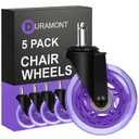 Office Chair Wheels Replacement - Heavy Duty Chair Casters, Rubber Roller Blade Wheels for Carpet and Hardwood Floors Silicon Desk Accessories (Purple)