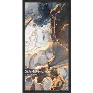Fxojyvo Engineered Wood 20x40 Frame, Black Picture Frame for 20 x 40 Inch Poster Puzzle Photo, Light Weight 20 by 40 Poster Frame with Wood-grain for Wall - 1 Pack/Black/20 x40