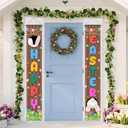 Happy Easter Banner Porch Sign Holiday Decorations Hanging Welcome Banners, Eggs Bunny Sign Spring Door Decoration for Party Home Outdoor Indoor Front Doors (Easter 2)