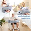 LEBENGURU Reading Pillow for Laptop, Extra Large Armrest Gaming Pillow for Working, Hight Adjustable Lap Desk Pillow for Adult Sitting in Bed, Floor, SofaStripe and Grey
