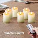 Homemory Flameless Votive Candles with Timer Remote,2" x 3" Real Wax, Realistic Black Wick Battery Operated Pillar Candles, 6 Pack for Wedding, Party and Holiday Decoration