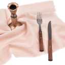 3 x Fall Thanksgiving Rustic Cloth Napkins 16.5x16.5 Inches Handmade Cotton Linen Napkins with Fringe Boho Washable Dinner Napkins in Bulk for Wedding Party Table Decor Set of 4 Pearl Pink