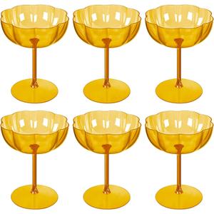 Ciaell 12PCS Plastic Martini Glasses - 10 Oz Amber Elegant Disposable Cocktail Glasses for Champagne Wine Wedding Party Anniversary Bar