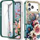 Cute Flower Case for iPhone 17 Pro 6.3 inch Built with Screen Protector, Lightweight and Stylish Full Body Shockproof Protective Rugged TPU Case for Women/Girls-Camellia