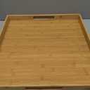 Bam & Boo 20" x 20" x 2" Square Natural Bamboo Ottoman Tray with Handles, Bamboo