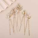 Teyglen 5pcs Champagne Crystal Hair Pins with Rhinestone Wedding Hair Pins Clips Bridal Party Prom Hair Accessories for Women Hair Jewelry Wedding Headpiece (Champagne)
