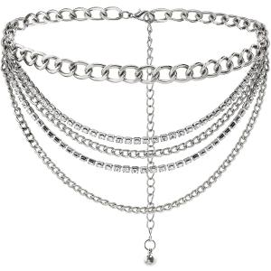 FIORETTO Chain Belt for Women Metal Waist Chain Fashion Multilayer Chain Belts for Dress 47"