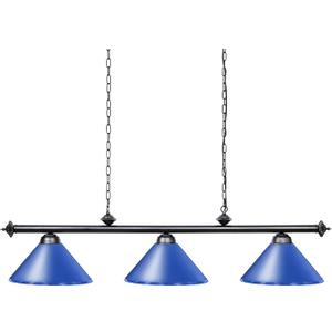 Wellmet Pool Table Lights for 8'/9' Table with 3 Blue Metal Shades, 59 Inch Billiard Lamp for Man Cave, Game Room, Kitchen Island Light for Restaurant Or Dining Room