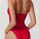 QINSEN Womens Seamed Cup Spaghetti Straps One Piece Bathing Suits Tummy Control Cheeky Swimsuit (XL)