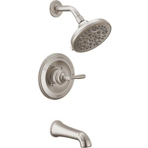 Delta Roe 14 Series 5-Setting Bathtub and Shower Faucet Set, Brushed Nickel Shower Head and Handle Set, Valve Trim Kit, Stainless T144985-SS (Valve Not Included)