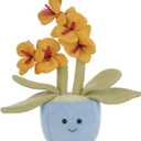 Apricot Lamb Potted Butterfly Orchid Plush Stuffed Flowers for Kids, Soft Cute Plushies Toys for Baby Girl and Boy, Fluffy Potted Butterfly Orchid Yellow