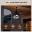 52 Inch Outdoor Farmhouse Rustic Ceiling Fan with Light, Rustic Deer Antler Ceiling Fan, IP65 Waterproof Ceiling Fan with Remote and Reversible Motor, Gazebo Fan for Patio, Porch, Bedroom Black, 52 inch