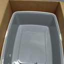 Amazon Basics Large Cat Litter Box with High Sides, Open Top for Easy Access, Includes Scoop with Storage, 19" x 15" x 11.75", Grey/Beige
