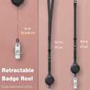 Uniclife Horizontal Rose Gold Leather ID Badge Holder and Retractable Adjustable Lanyard Breakaway Neck Lanyard with Retractable Badge Reel Quick-Release Buckle and Card Protector