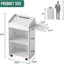 Podium Stand with Wheels, Rolling Podium for Teachers Host Stand Portable Mobile Standing Desk Podium Church Pulpit Lectern Presentation Stand with Storage for Classroom Lecture Wedding