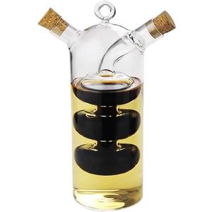 Olive Oil and Vinegar Dispenser Cruet Bottles, 2 in 1 Transparent Dual Glass for Kitchen Cooking Container (2.5 Ounces)