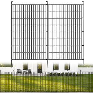 No Dig Garden Fence Outdoor for Yard, 48in (H) x 11.8ft(L) | 5 Panels Animal Barrier Fence, Rustproof Metal Temporary Dog Fence, Decorative Fencing for Patio, Flower Bed