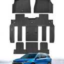 All Weather Floor Mats Custom Fit for Chevy Traverse 2009-2017 (Only Fits Captain's Chairs), Front Backseat Row Liners for GMC Acadia 2007-2017, Full Interior Protection TPE Rubber Car Accessories