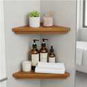 Wooden Corner Shower Shelf Triangular Corner Shelf Wooden Bathroom Shelf for Tiled Wall, 2 Pack Shower Corner Shelf, No Drilling Requied