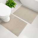 YIHOUSE Beige Bathroom Rug Sets 2 Piece, Bathroom Mat Quick Dry, Thin Bath Rug Set,Absorbent Bath Mat for Bathroom Non Slip Washable for Toilet and Floor(17.5"x24"U+17"x24")