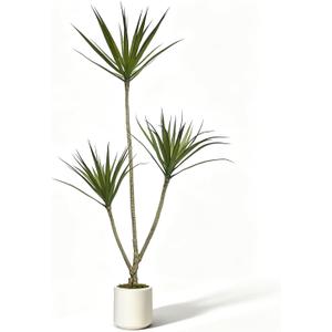 4ft Dracaena Marginata Artificial Plant, 3-Heads Faux Dragon Tree