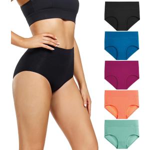 wirarpa Women's Underwear High Waisted Ladies Cotton Panties Soft Full Coverage Briefs 5 Pack (3X-Large)