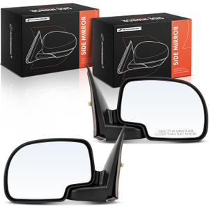 A-Premium Pair (2) Driver and Passenger Manual Door Mirror - Compatible with Chevy, GMC & Cadillac - Silverado, Suburban, Avalanche, Tahoe, Sierra, Yukon, Escalade - 99-07 - Non-Heated Manual Folding