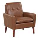 Modern PU Leather Accent Chair with Solid Wood Legs