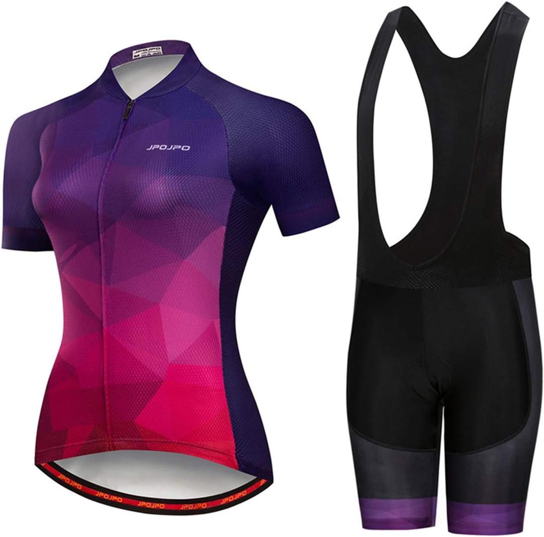 Hotlion Women's Cycling Jersey Sets Summer Bike Clothing Suits Road Bicycle Clothes Short Sleeve Biking Outfits (Large, B2jp2005)