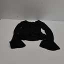 Women Going Out Tops Ruffle Trim Button Front V Neck Flared Sleeve Shirt Y2k Crop Top (Small)