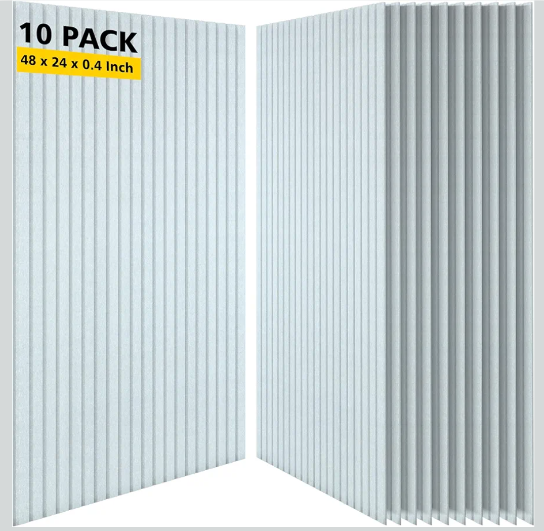 Acoustic Panels,10 Pack Sound Panels Noise Reducing for Walls,47.2"x23.6"x0.35" Soundproof Wall Panels,High-Density Acoustic Wall Panels,Decorative Wall Sound Absorbing Panel,White