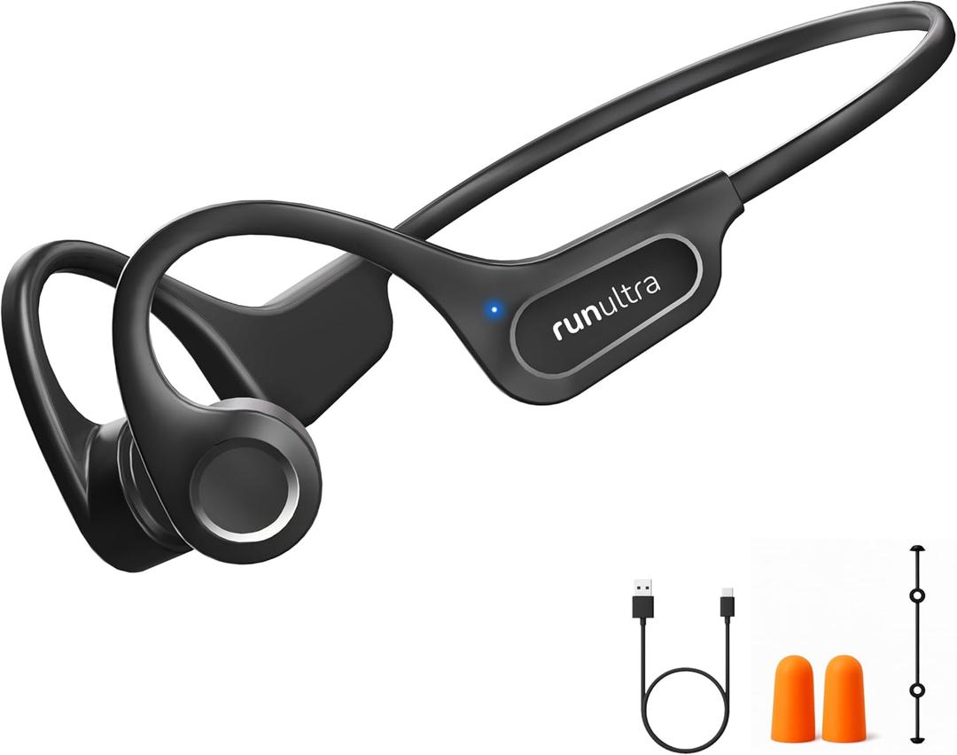 Bone Conduction Headphones, Bluetooth 6.0 Wireless Sport Earphones 10H Playtimes Sweatproof Open Ear Headphones for Workout, Cycling, Outdoor Activities (Black)