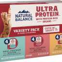 Natural Balance Ultra Protein Wet Cat Food Cuts in Gravy, Variety Pack with Protein-Rich Organs for Cats, Organ Cat Food with High Protein - 2.7oz. Case of 12 BBD: 06-2-27