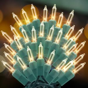 100 Count Clear Christmas Lights 21ft - UL Certified Connectable String Lights with Green Wire | Waterproof Indoor Outdoor Decor for Christmas Tree, Patio, Holiday (Warm White)