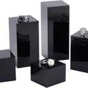 BENECREAT 5Pcs Black Acrylic Cube Display Block 1.2/1.6/2.4/3.2/4 Inch Solid Display Pedestal Stand for Gem Display Jewelry Display Displaying Pop Figures Cosmetic Showing