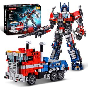 TIALLOW Transform Sets Robot Building Block Toys2 in 1 STEM Robotics Transforming Truck Mech Building kitCompatible with LegoChristmas Birthday Gift for Adults Boys Age 8-12 (Blue)