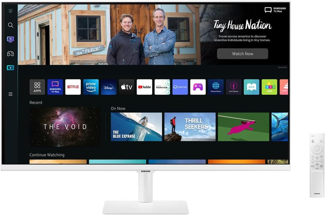 SAMSUNG 32" M50B Series FHD Smart Monitor w/Streaming TV, 4ms, 60Hz, HDMI, HDR10, Watch Netflix, YouTube and More, Slimfit Camera, IoT Hub, Mobile Connectivity, 2022, LS32BM501ENXZA, White